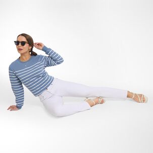 Poler&oacute;n Listado Con Aplicaci&oacute;n En Hombros Cuello Redondo Mujer Geeps