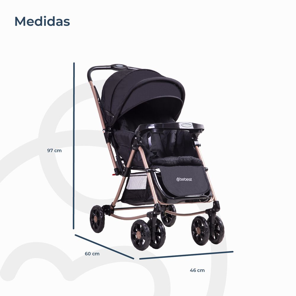 Coche Cuna Balancin Sx Negro Dorado Bebesit image number 10.0