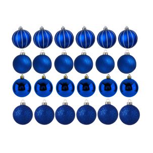 24 Bambalinas Esferas Navideñas Azul 6cm Adorno Brillantes