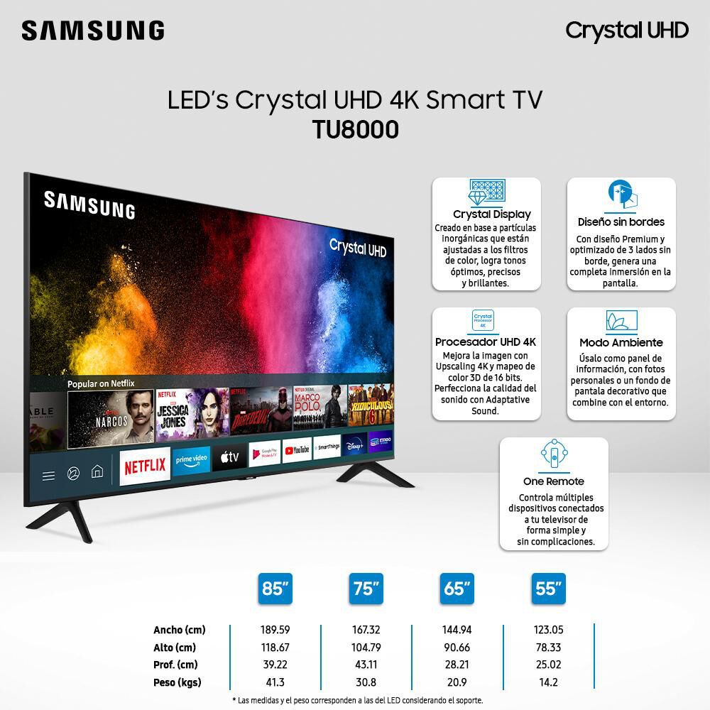 Led 85" Samsung UN85TU8000  / Ultra HD 4K / Smart TV image number 2.0