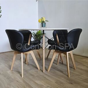 Comedor Mesa Eames Blanca 100cm + 4 Sillas Mariposas Wood Negro
