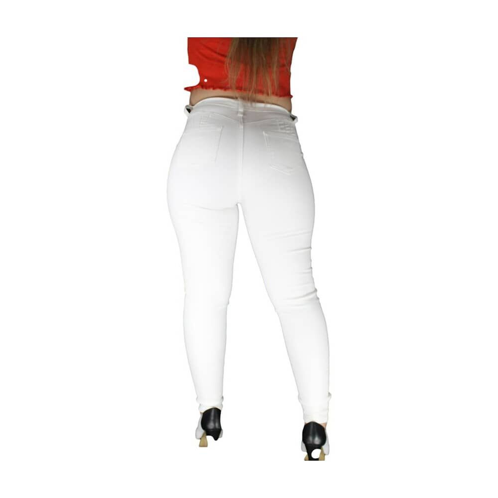 Pantal&oacute;n Ecocuero Mosaico Mujer Blanco Skinny 36-46 image number 1.0