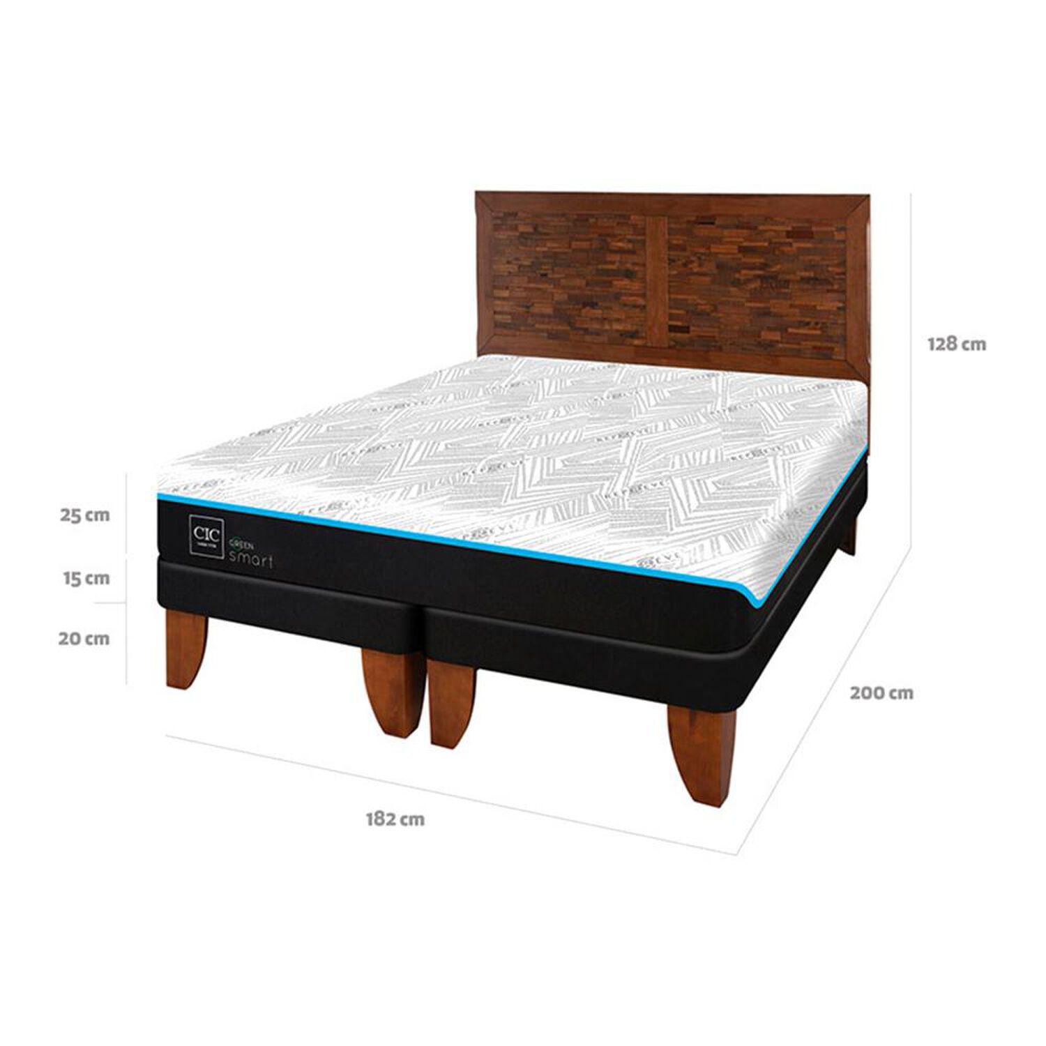 Cama Europea Cic Green Infinity / King / Base Dividida + Respaldo image number 6.0