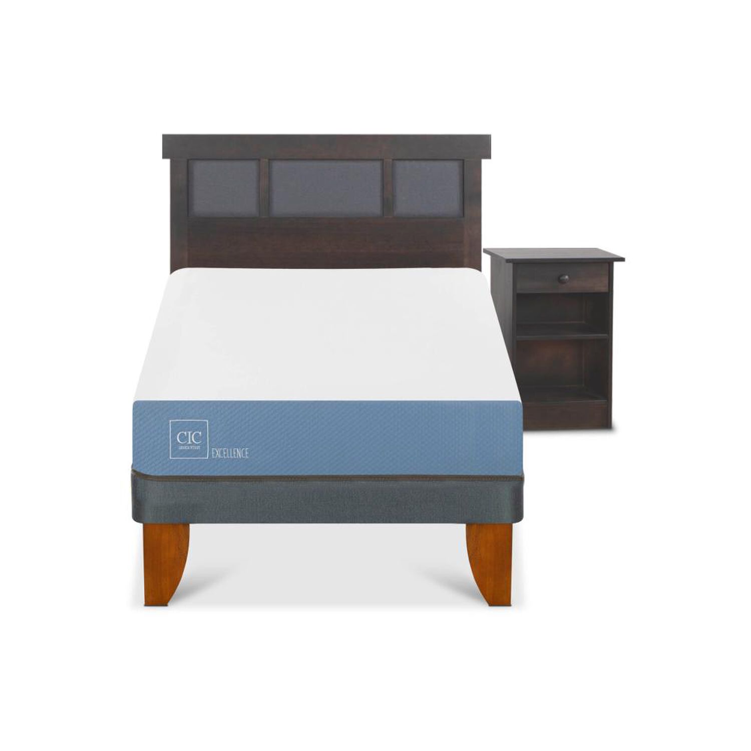 Cama Europea Cic Excellence / 1.5 Plazas / Base Normal + Set De Maderas image number 0.0