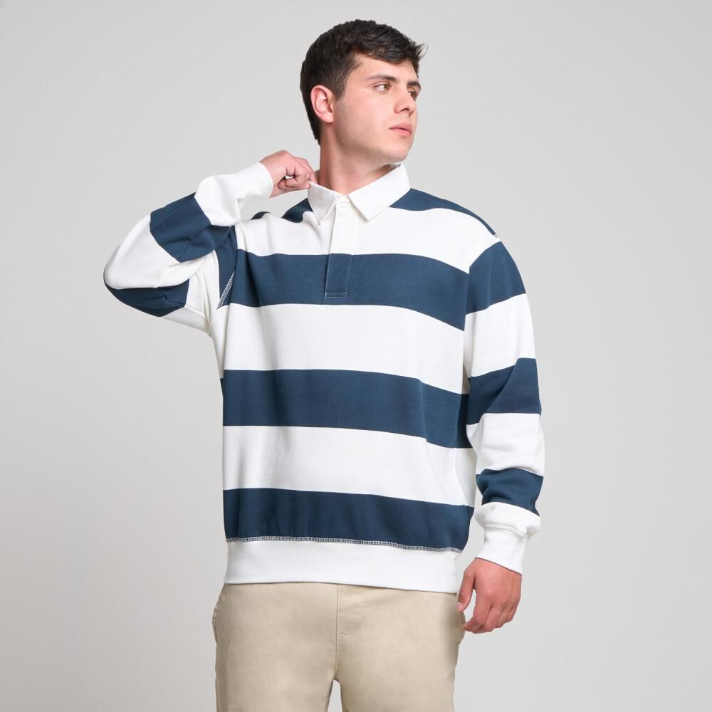 Polera Regular Rayas Manga Larga Cuello Camisero Hombre Skuad image number 0.0