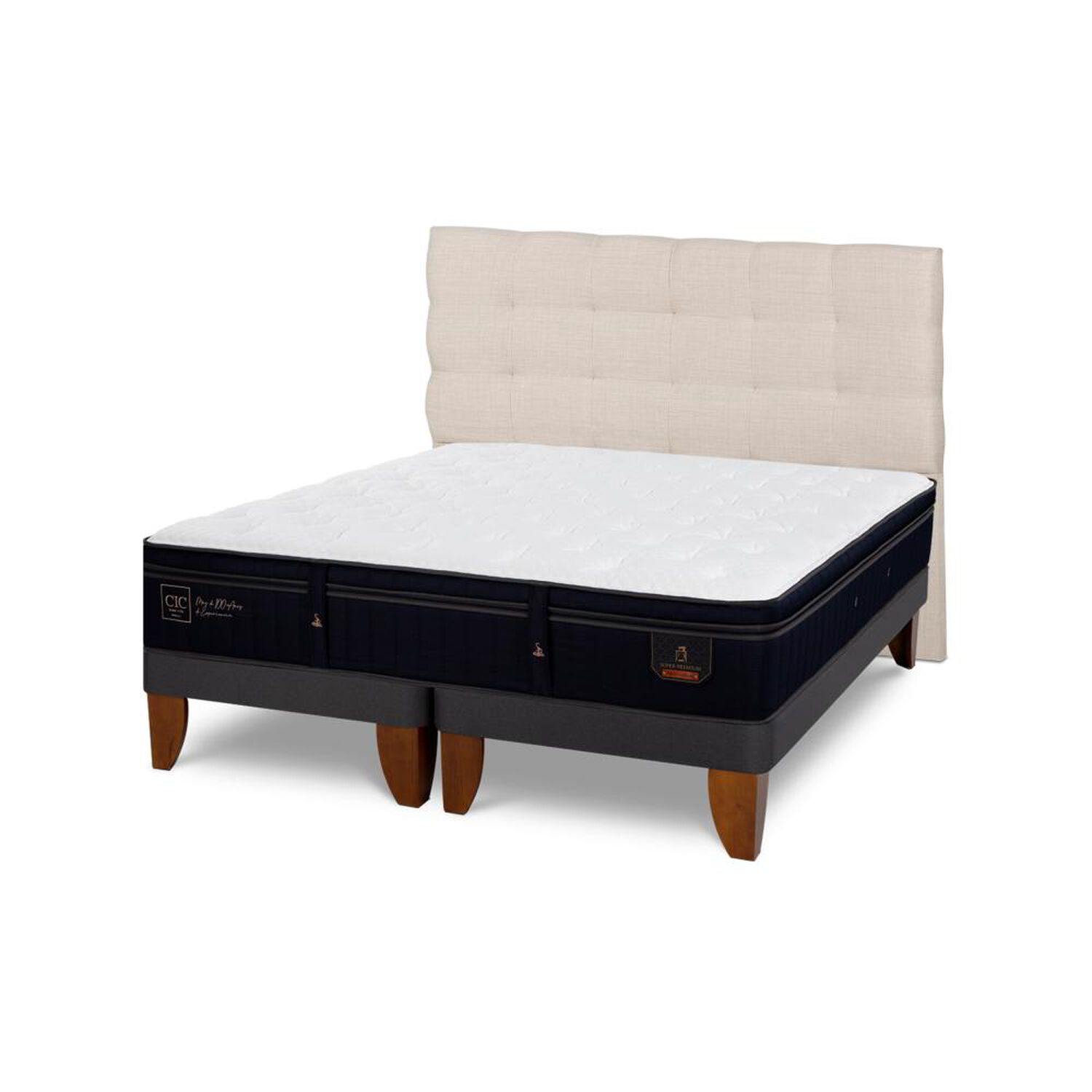 Cama Europea Cic Super Premium / Super King / Base Dividida + Respaldo image number 4.0