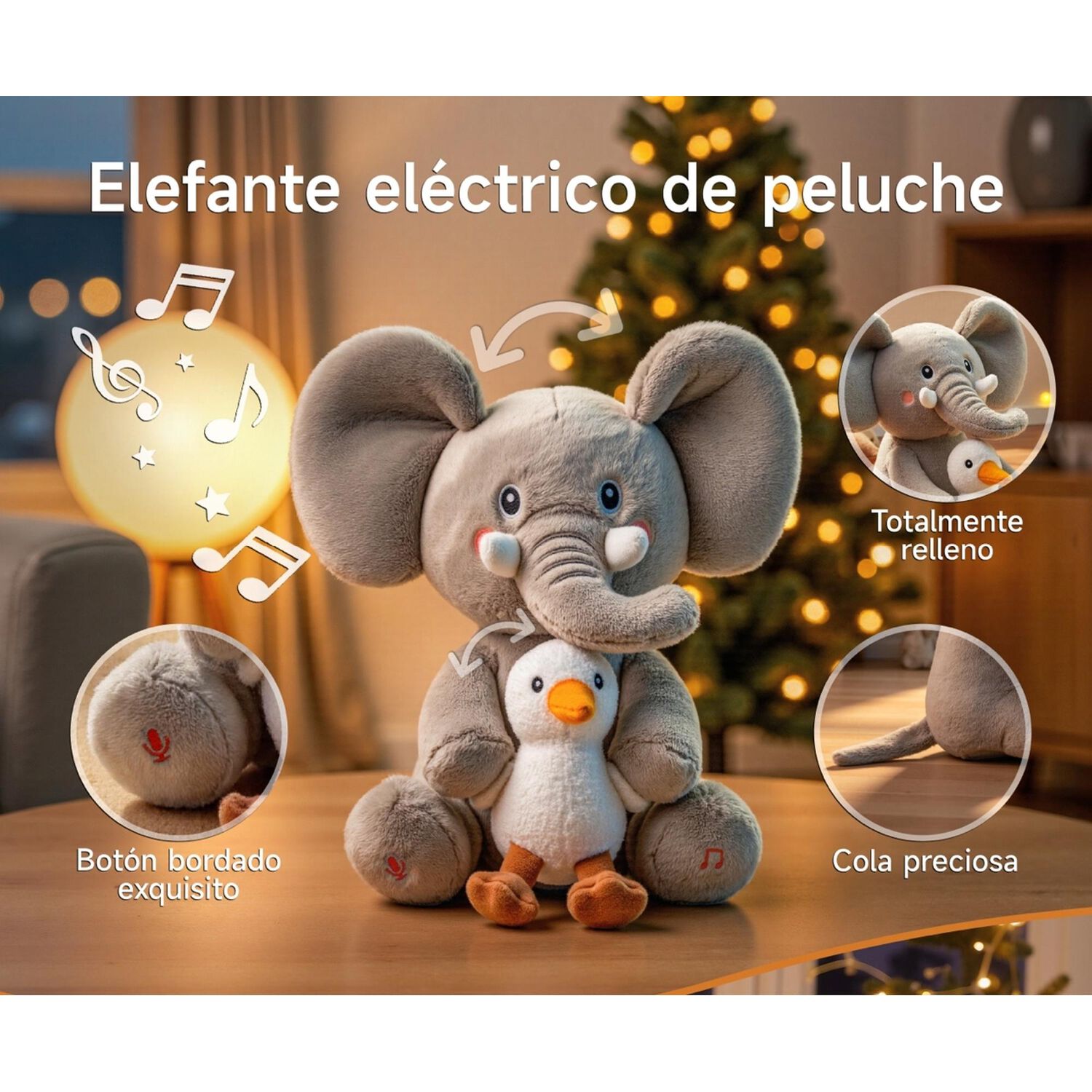 Peluche Elefante Interactivo Graba Canta Y Se Balancea Tm389 image number 5.0