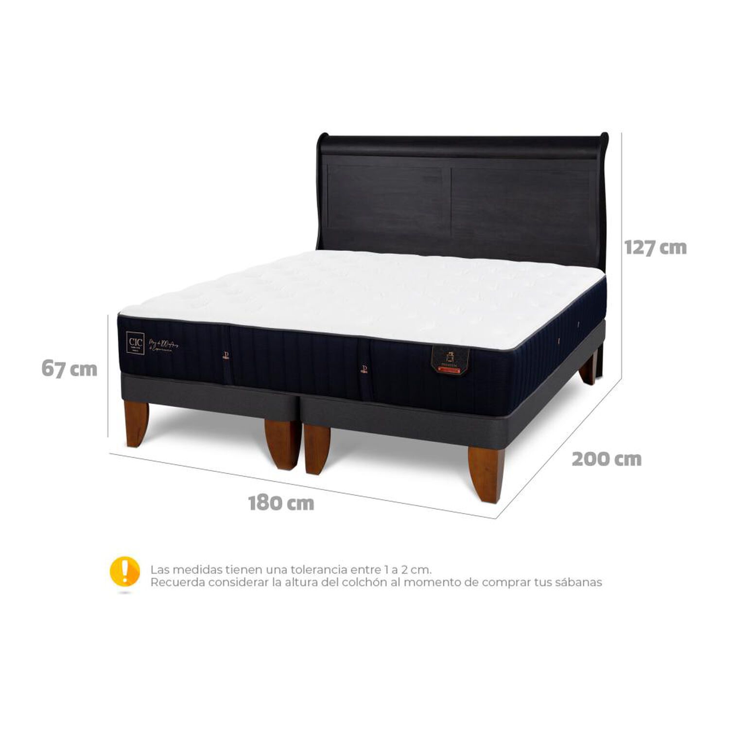 Cama Europea Cic Linea Premium / King / Base Dividida + Respaldo image number 5.0