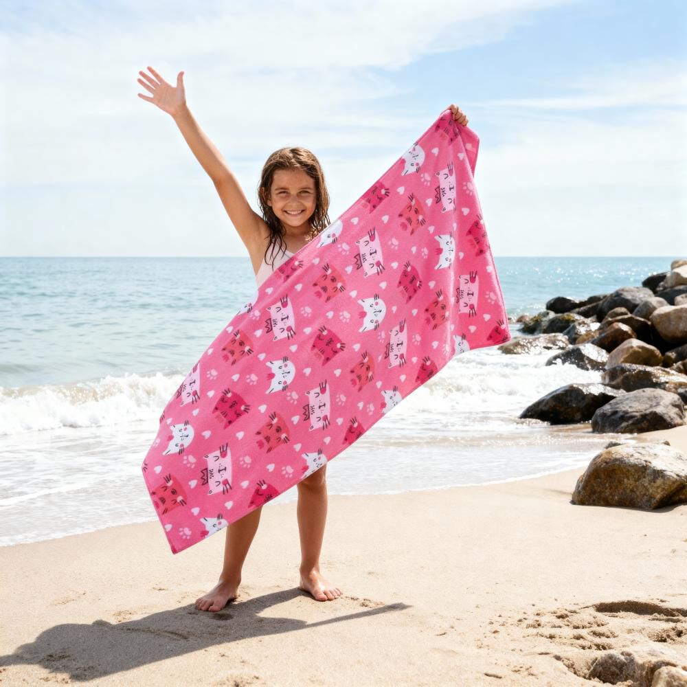 Toalla De Playa Con Bolso Casaideal Kids Cute / 70 X 140 Cm image number 1.0