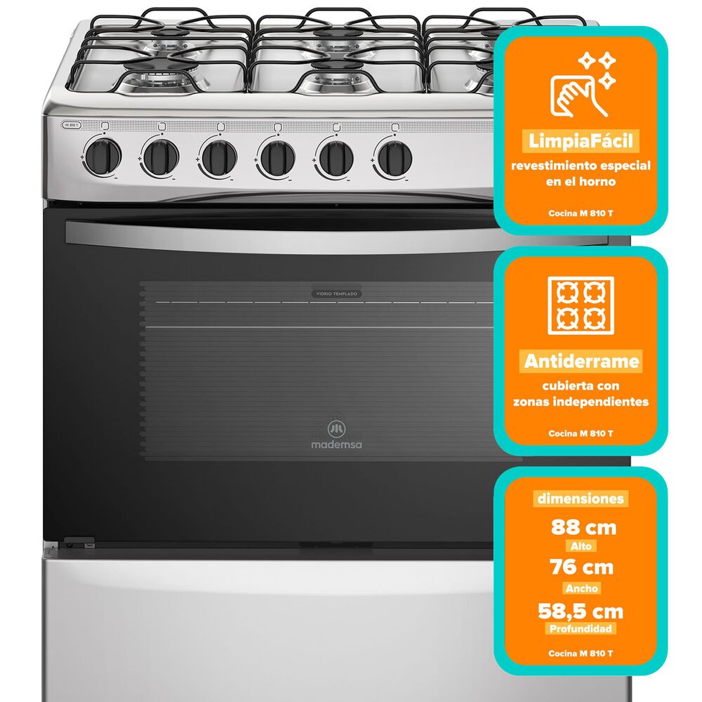 Cocina A Gas 6 Platos Mademsa M 810 T Gris image number 1.0