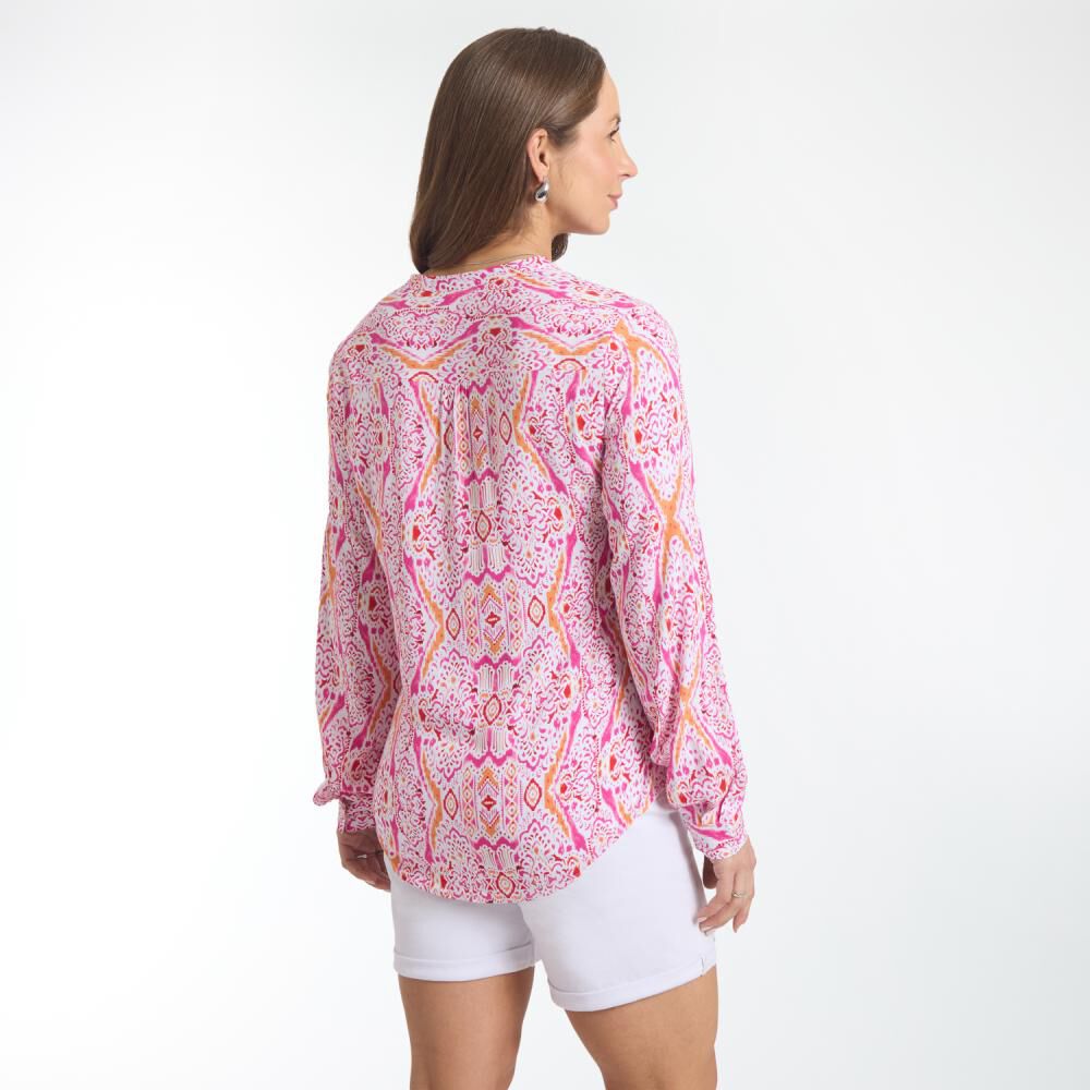 Blusa Estampada Bolsillo Delantero Manga Larga Cuello Maho Mujer Geeps image number 3.0