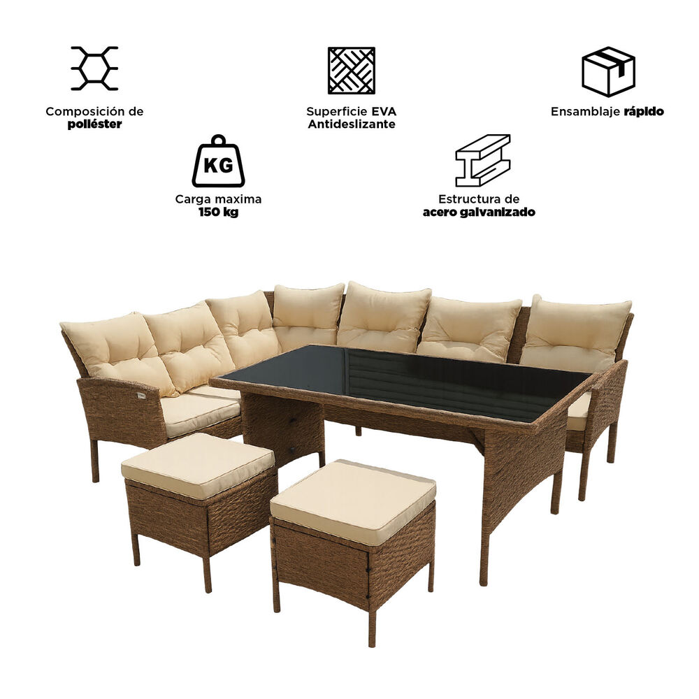 Juego De Comedor Terraza 7 Personas Capri Café image number 3.0