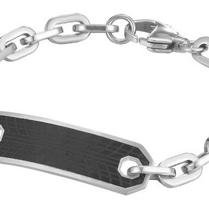 Pulsera De Hombre Cat J002b00112 Negro-plateado