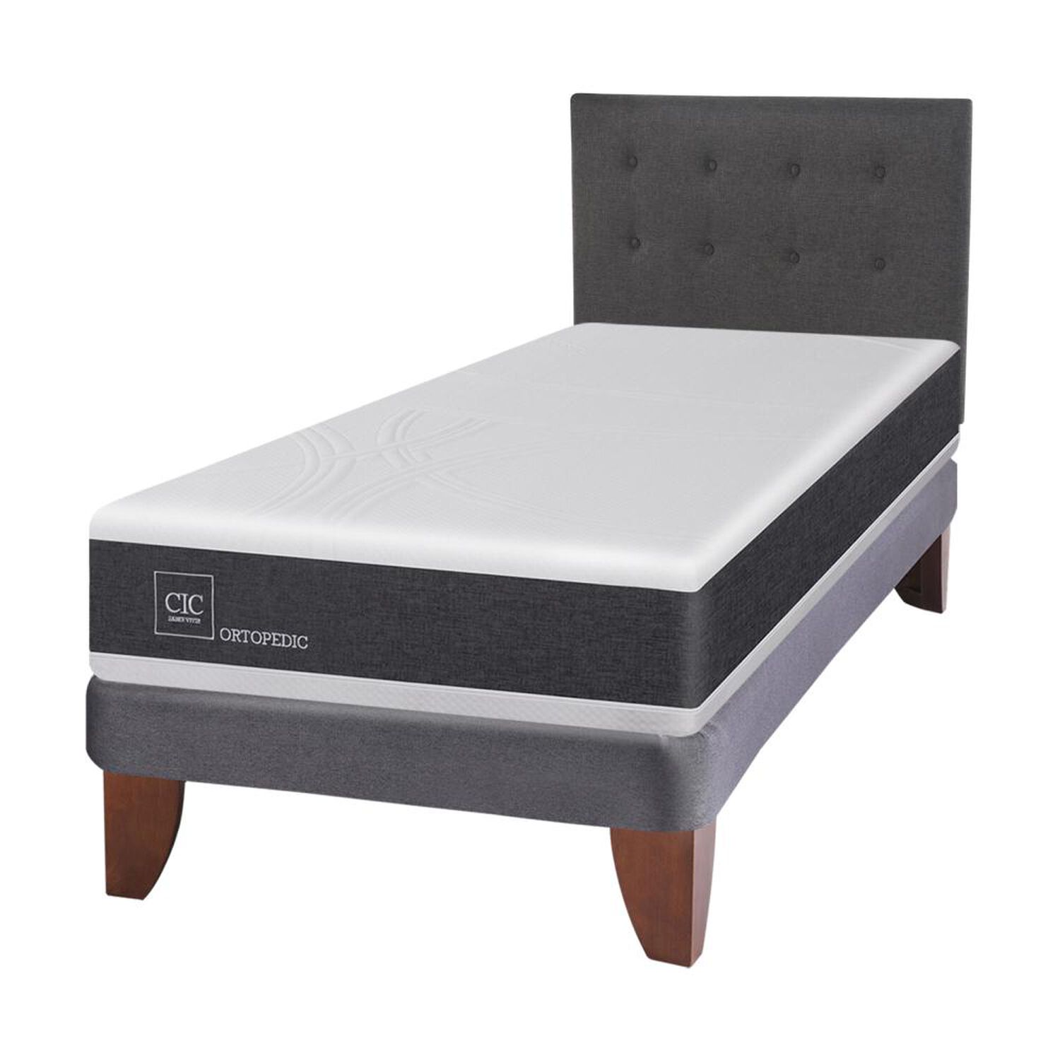 Cama Europea Cic Ortopedic / 1.5 Plazas / Base Normal + Respaldo image number 1.0