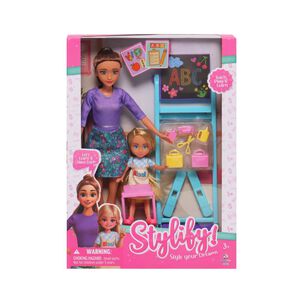 Mu&ntilde;eca Fashion 31 Cm Maestra Con Mu&ntilde;eca Beb&eacute; Y Set Happyline