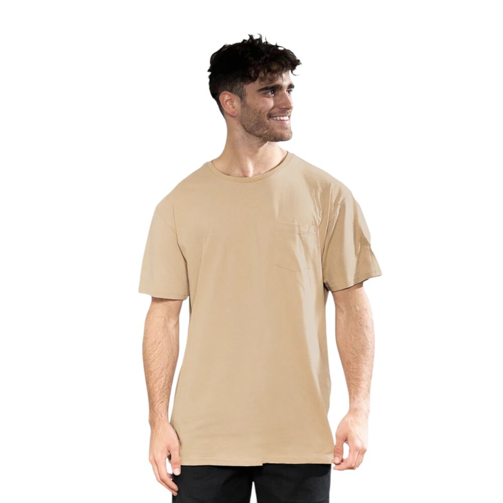 Polera Orgánica Con Bolsillo Café Claro Hombre Falcone image number 1.0