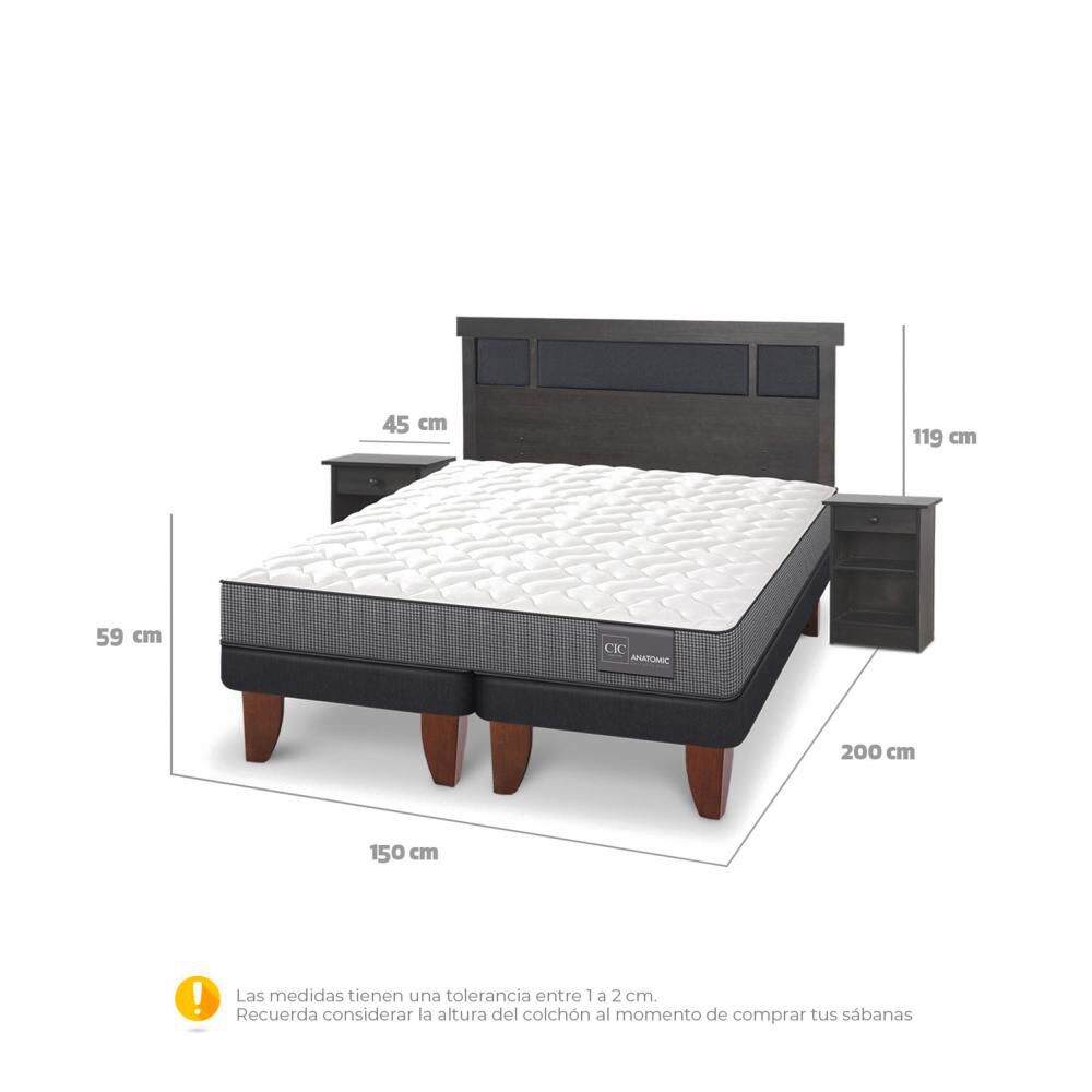 Cama Europea Cic Anatomic / 2 Plazas / Base Dividida + Set De Maderas image number 3.0