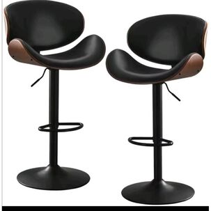 Pack 2 Sillas Bar Taburete Madera Pu Negro/negro Cisne