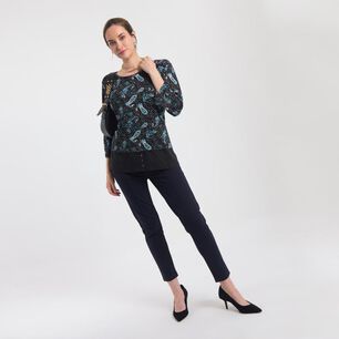 Polera Full Print Con Blusa Manga Larga Cuello Redondo Mujer Lesage