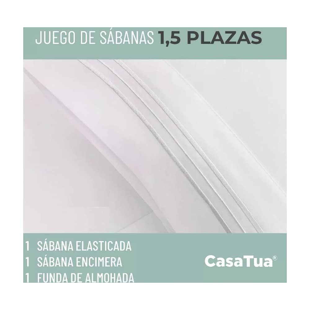 Sabana 1800 Hotel Ultra Suave + Funda Bordada. 1.5 Plazas Blanco image number 2.0