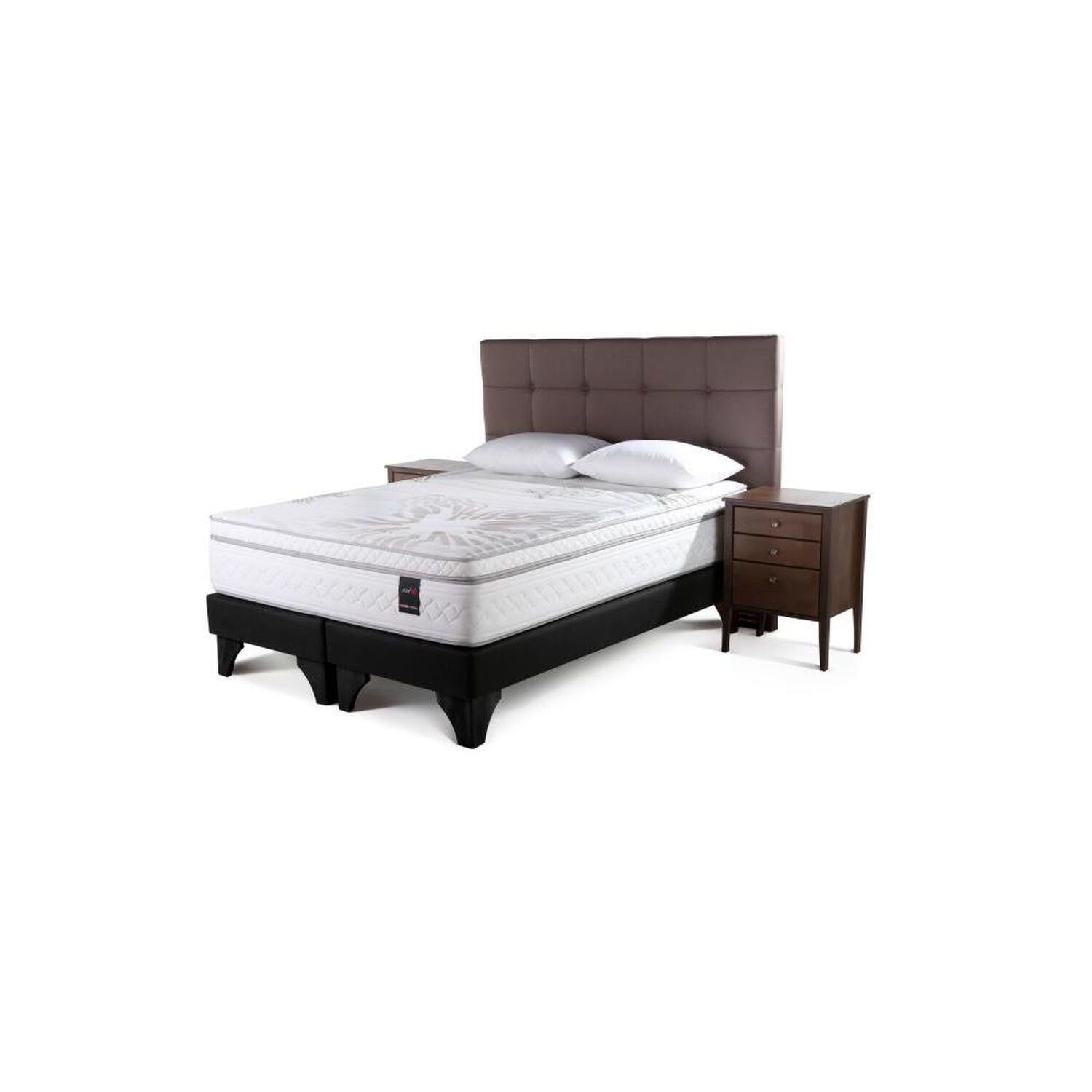 Cama Europea Rosen Art 4 / 2 Plazas / Base Dividida + Set De Maderas + Almohada image number 0.0