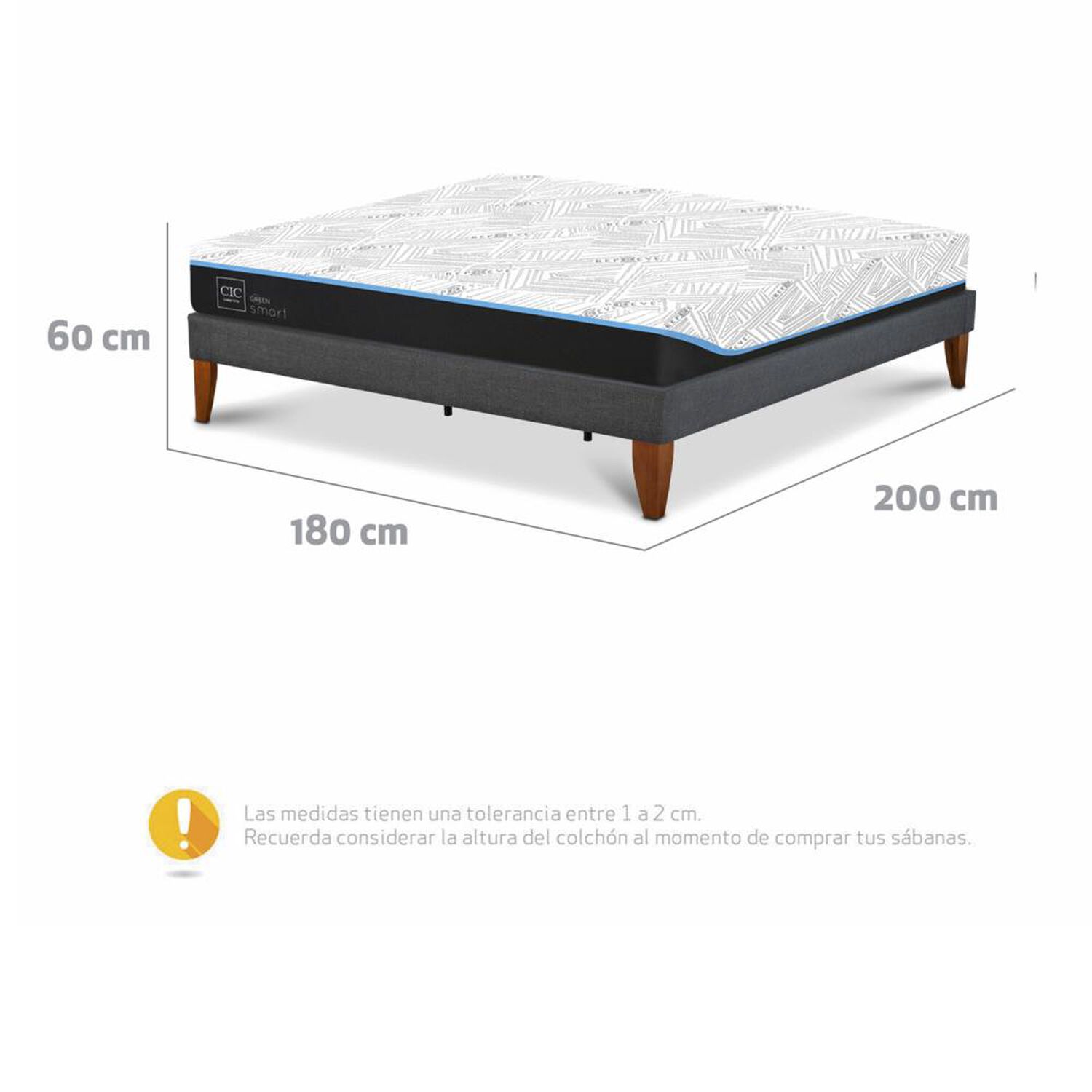 Cama Europea Cic Ce Box Green Infinity / King / Base Normal image number 3.0