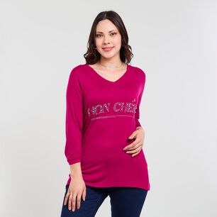 Polera Lisa Manga 3/4 Cuello Redondo Mujer Sexy Large