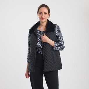 Parka Sin Mangas Cuello Redondo Con Piel Mujer Lesage
