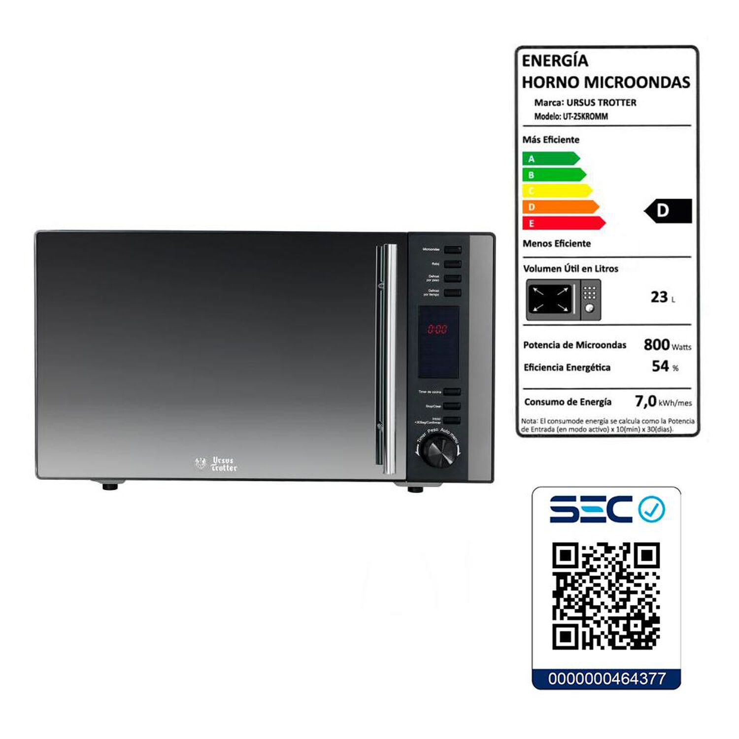 Microondas Ursus Trotter UT-25Kromm / 25 Litros / 800W image number 6.0