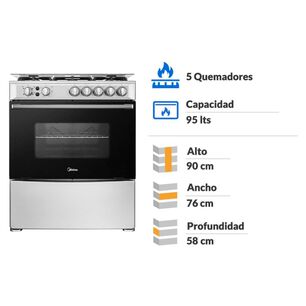 Cocina A Gas Midea MFO-MG30ACQSL / 5 Quemadores