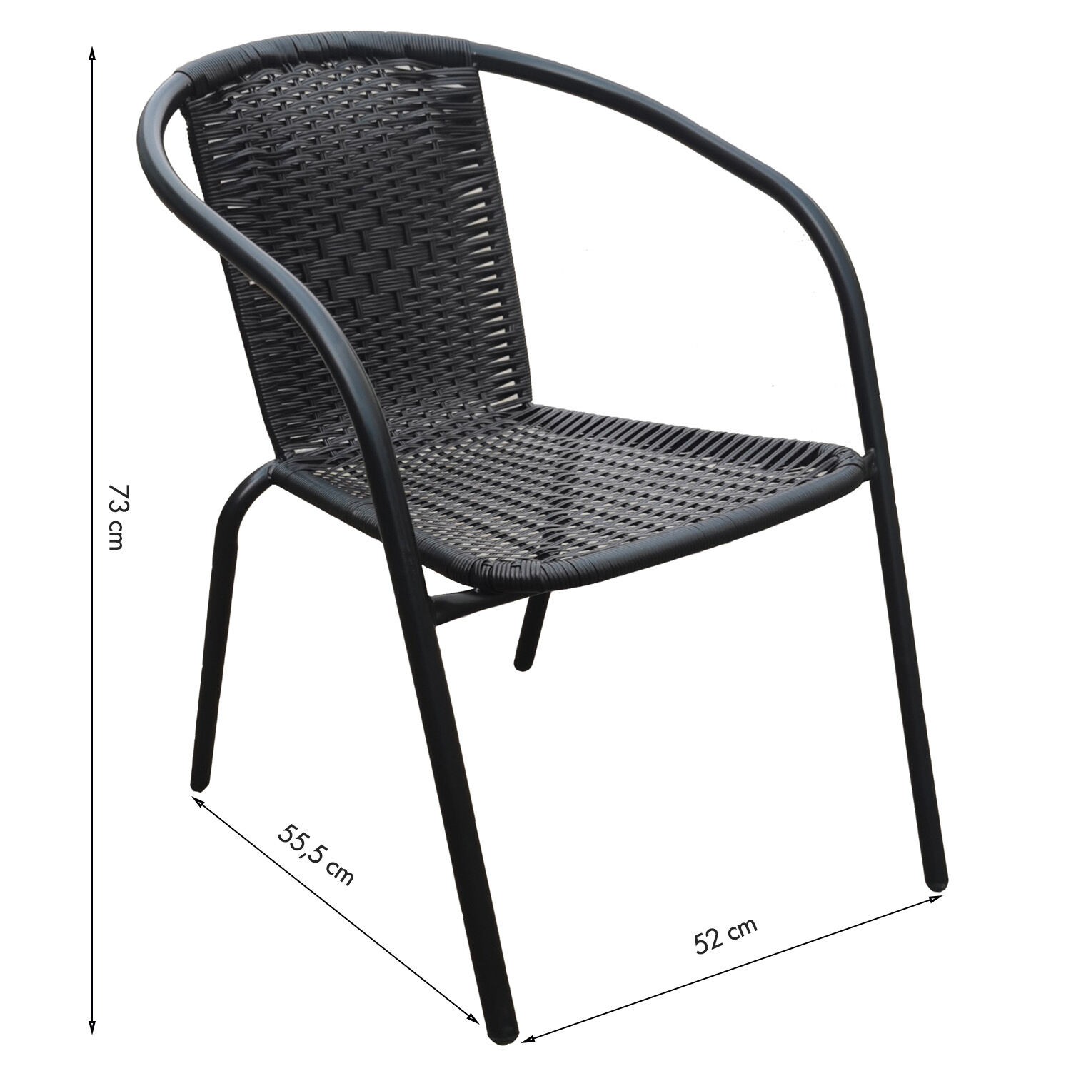 Pack 4 Silla De Terraza Rat&aacute;n Sint&eacute;tico Y Acero Negro image number 2.0