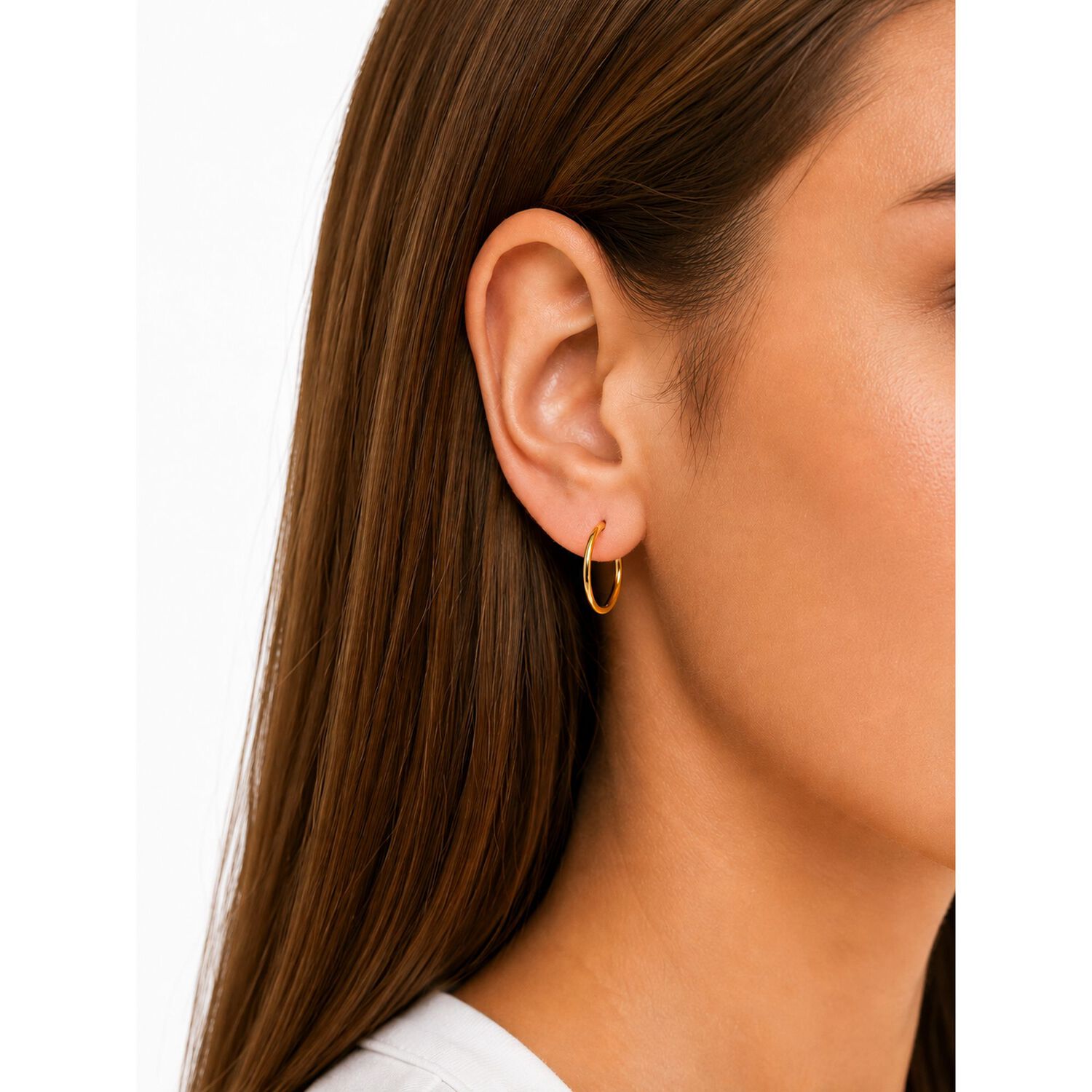 Aros Argolla Tubo 15mm Oro 18k 2.10gr Cl&aacute;sicas Regalo Mujer Dorado image number 4.0