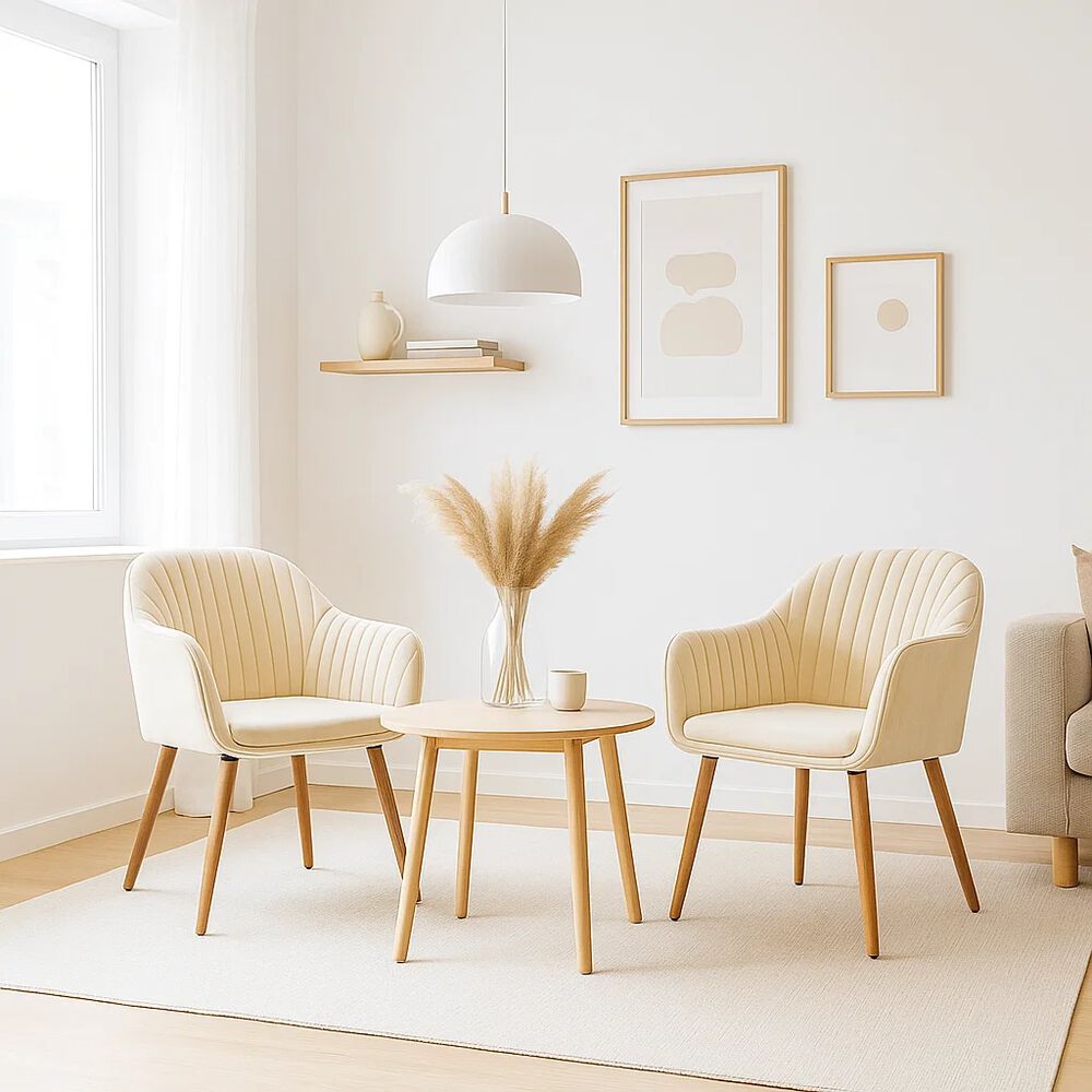 Pack De 2 Butacas Sitiales Poltronas Diamante Terciopelo - Beige image number 1.0