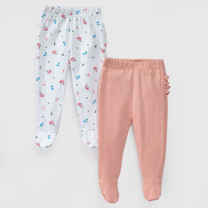 Pack Pantalones Blanco Rosa Flores Algodón Peruano