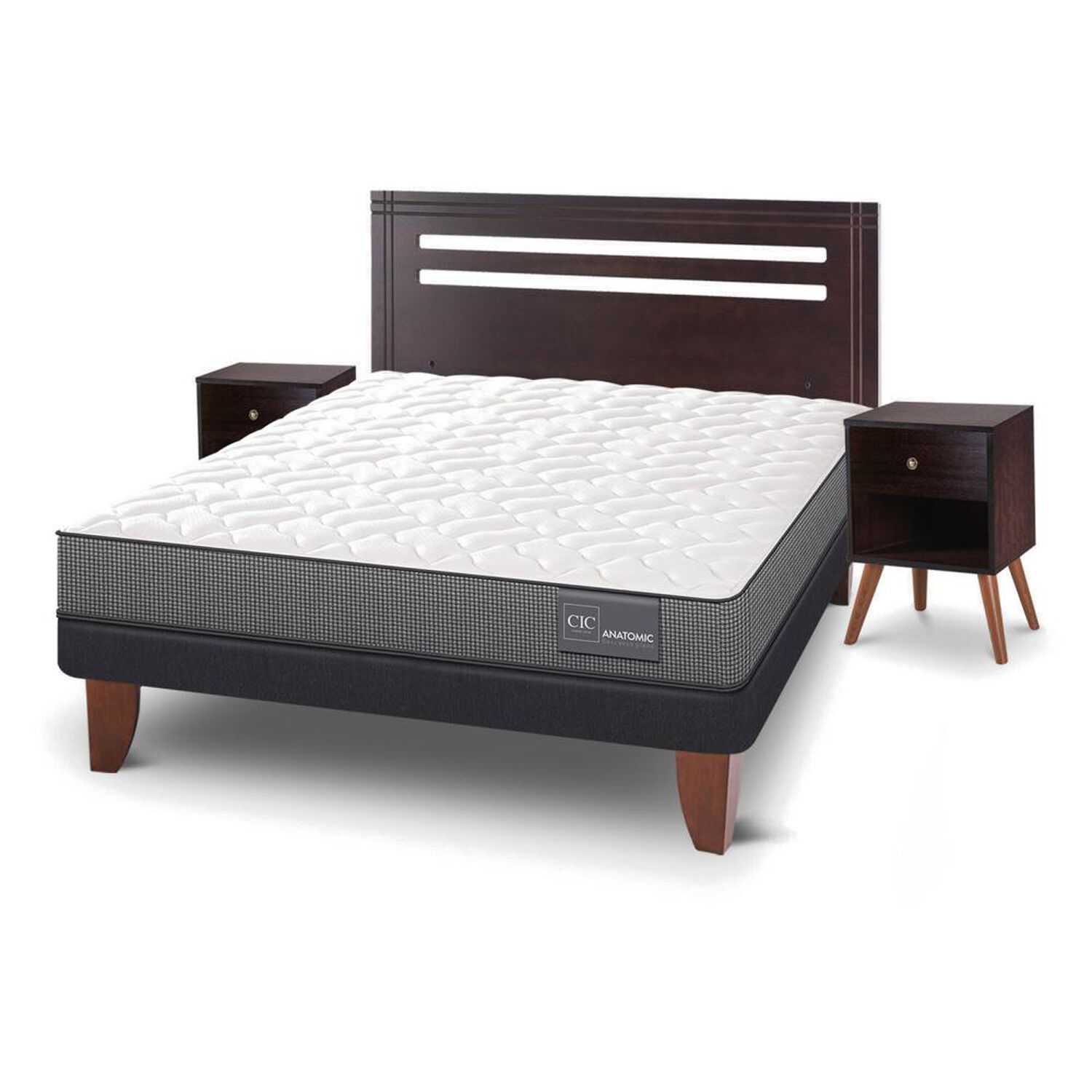 Cama Europea Cic Anatomic / 2 Plazas / Base Normal + Set De Maderas image number 2.0