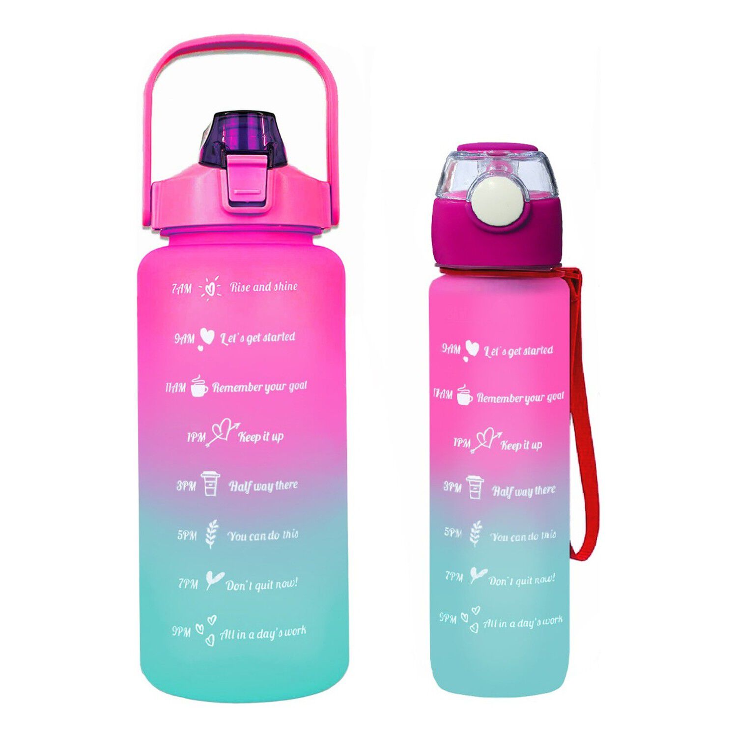 Botellas De Agua Motivacionales 2l Y 900ml Fucsia Verde image number 0.0