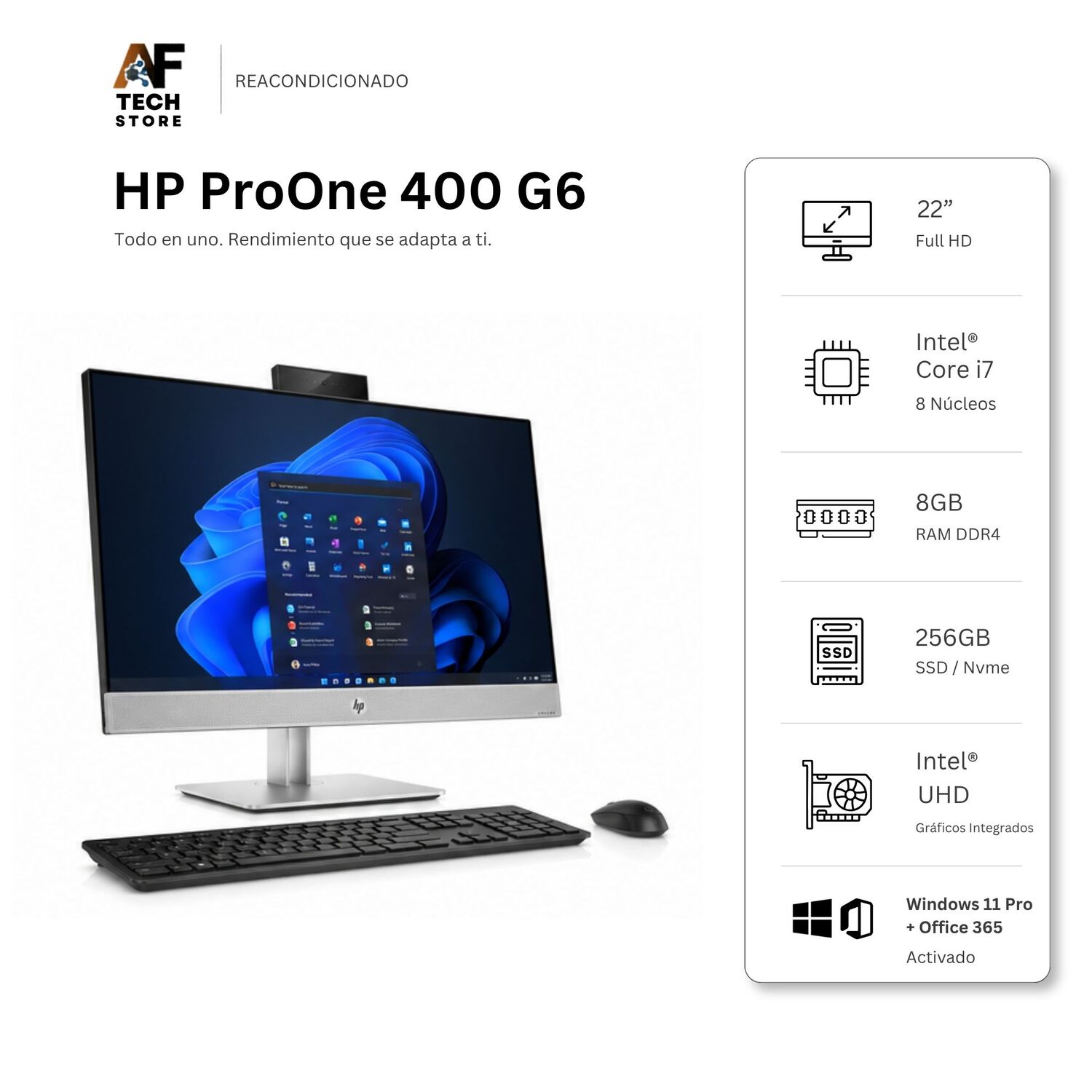 Aio Hp 400 G6 I7 10th 8gb 256gb - Win11 Office - Reacondicionado Profesional image number 0.0