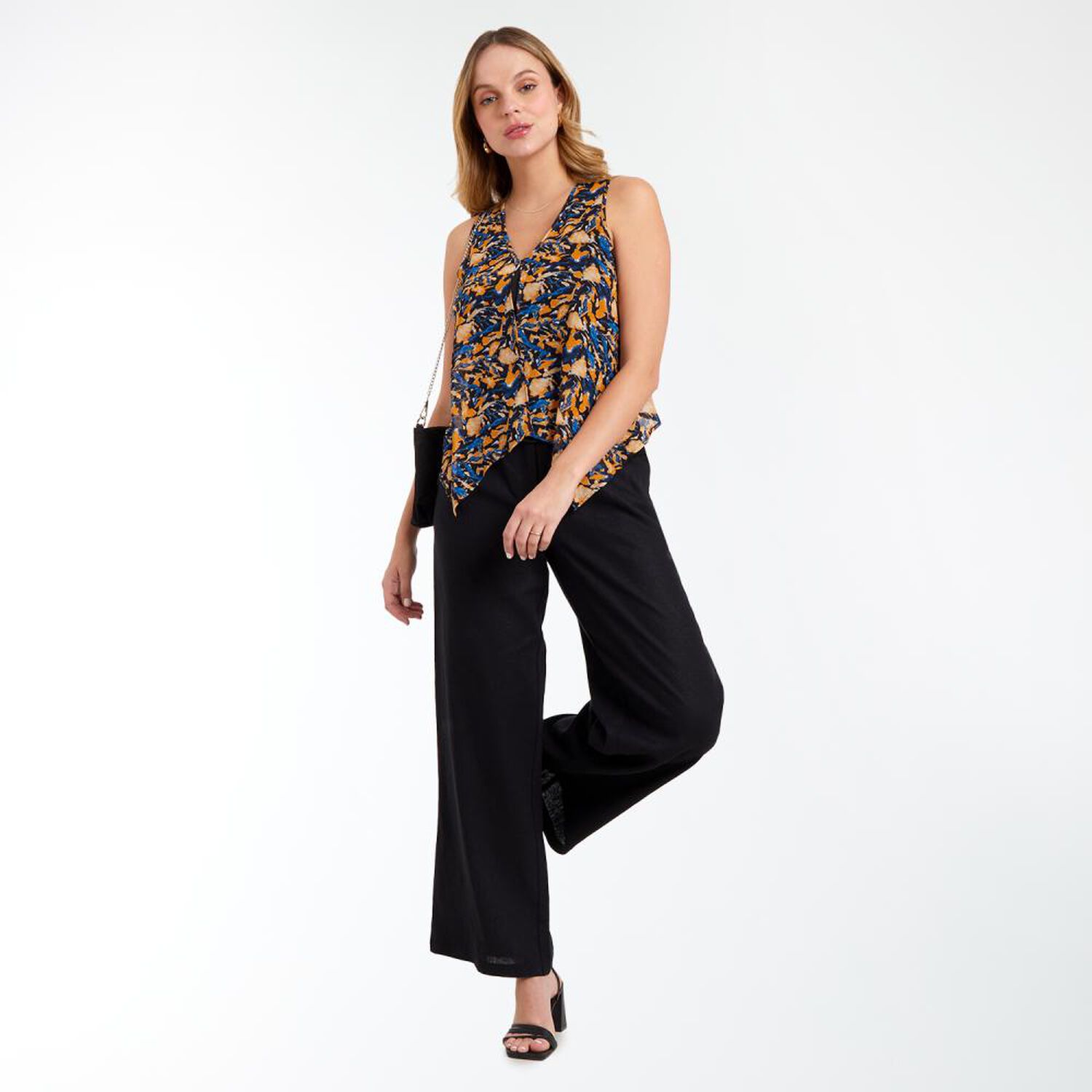 Blusa Hombros Descubiertos Sin Mangas Cuello V Mujer Kimera image number 1.0