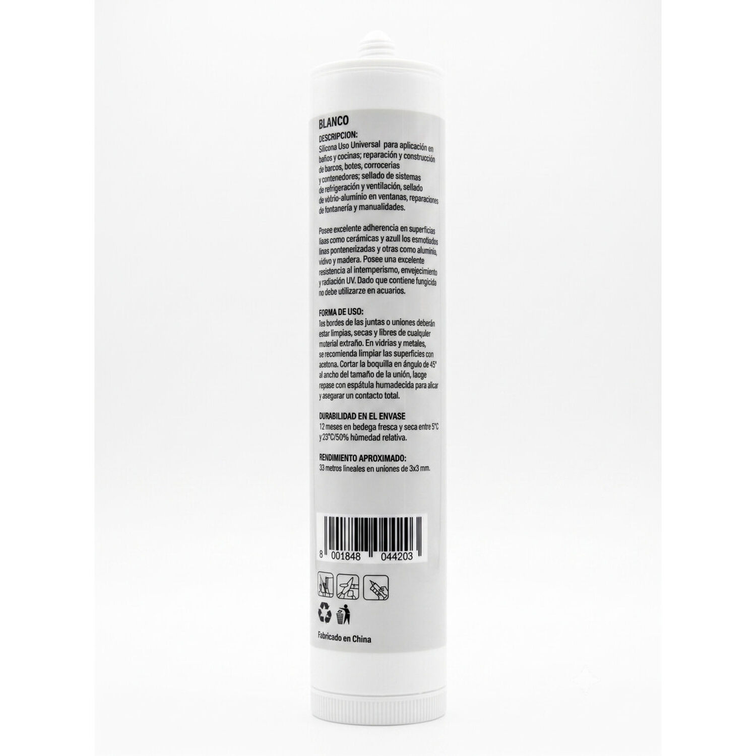Silicona Universal Blanca 280ml Para Juntas Y Terminaciones image number 1.0