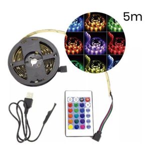 Tira Led Cinta Rgb Luz Control Usb 5 Metros Luces Tira Tv