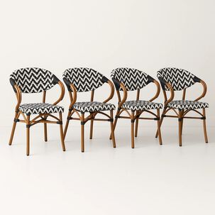 Pack De 4 Sillas Bistro Parisina Textileno Enrejado Con Reposabrazos - Blanca Con Negro Pack De 4 Sillas Bistro Parisina Textileno Enrejado Con Reposabrazos - Blanca Con Negro