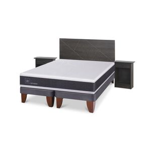 Cama Europea Cic Ortopedic / 2 Plazas / Base Dividida + Set De Maderas