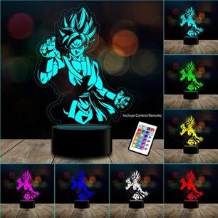 Ilusi&oacute;n Led 3d Goku Pelea Dragon Ball C/remoto Colores