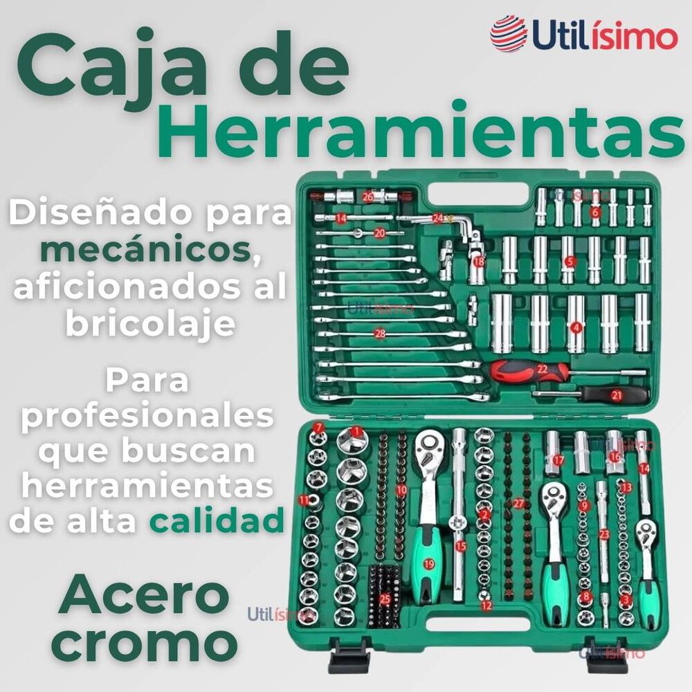 Set Caja De Herramientas 216 Piezas Dados Y Llaves Acero Cromo image number 1.0