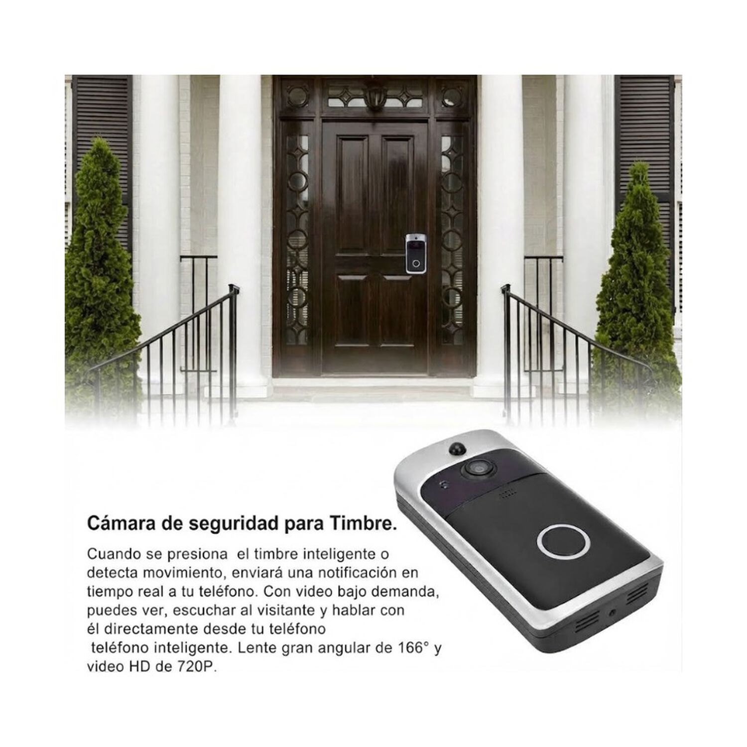 Timbre Inteligente Wifi Con C&aacute;mara Hd 720p Visi&oacute;n Nocturna Detecci&oacute;n De Movimiento image number 1.0