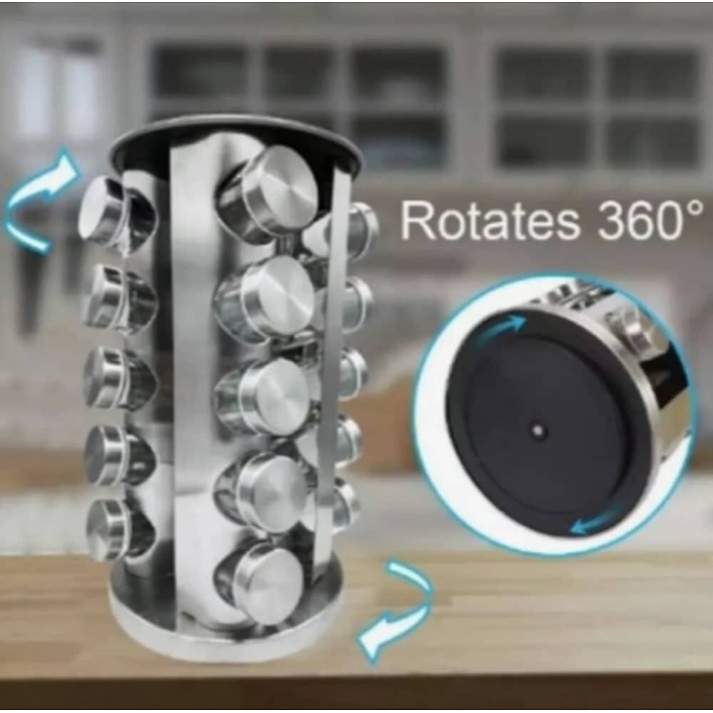 Condimenteros Especieros Metalico Giratorio 20 Frascos Color Plateado image number 3.0