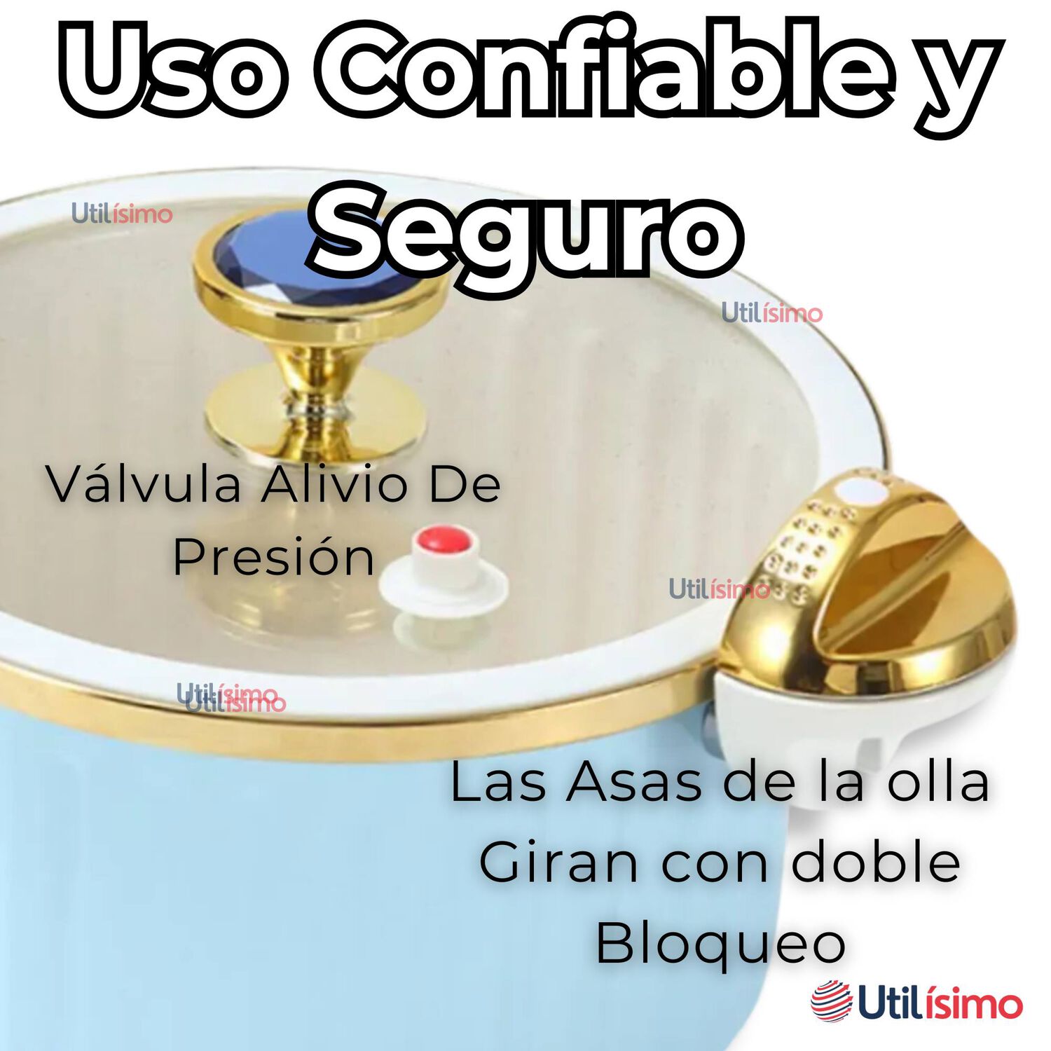 Olla De Micro Presi&oacute;n Esmalte Antiadherente Capacidad 12 Litros Color Azul image number 7.0