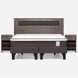 Cama Europea Rosen New Style 4 Plus / King / Base Dividida  + Set Maderas Ferrara Gris