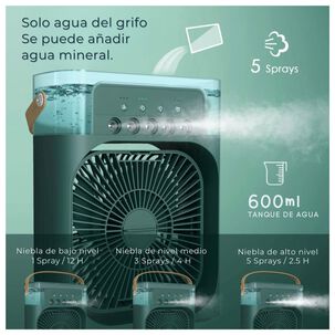 Climatizador Port&aacute;til Fr&iacute;o 4 En 1 Ventilador Humificador Enfriador Lampara Led 220v Usb Verde