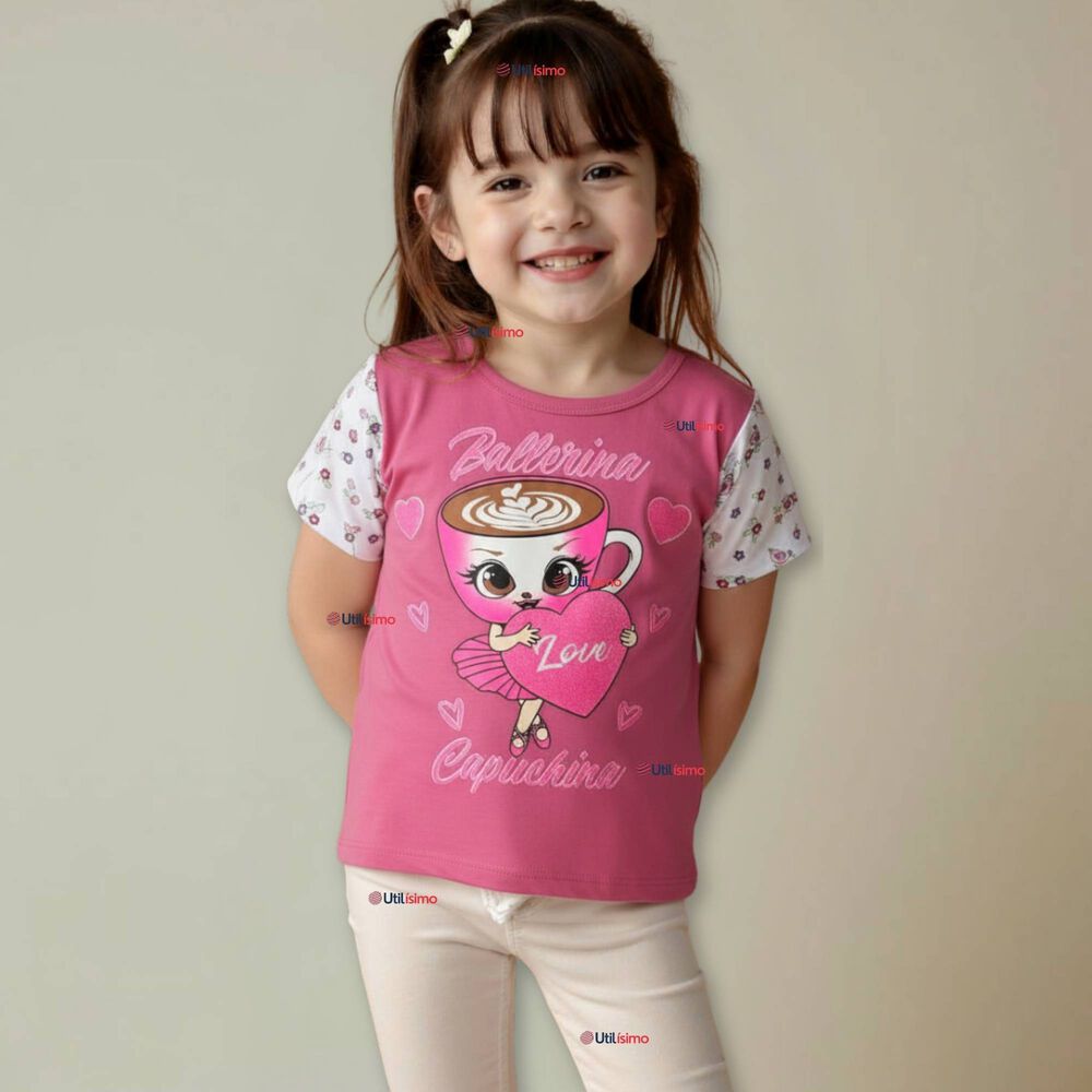 Polera Brainrots 100% Algod&oacute;n Manga Corta Ni&ntilde;a Tralalero Rosado Oscuro image number 0.0